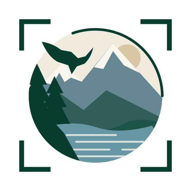 WildLookout logo: a camera viewfinder framing an eagle over mountains and water